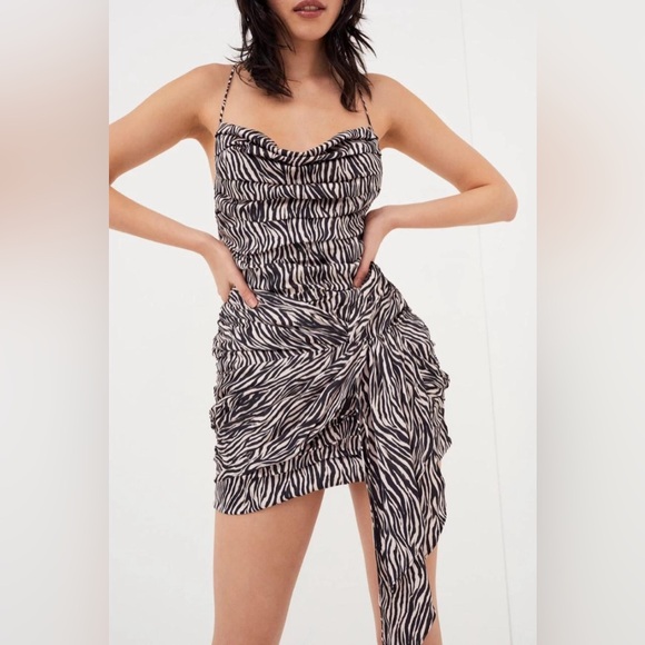For Love And Lemons Dresses & Skirts - For Love and Lemons Zebra Print Draped Mini Dress